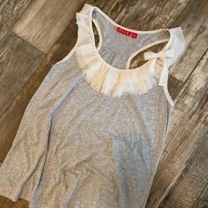 Cream & Gray Ruffle Racerback Tank